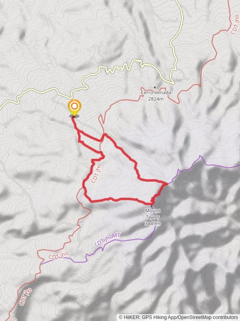 An image depicting the trail Mount Taylor Loop via CDT and its surrounding area.