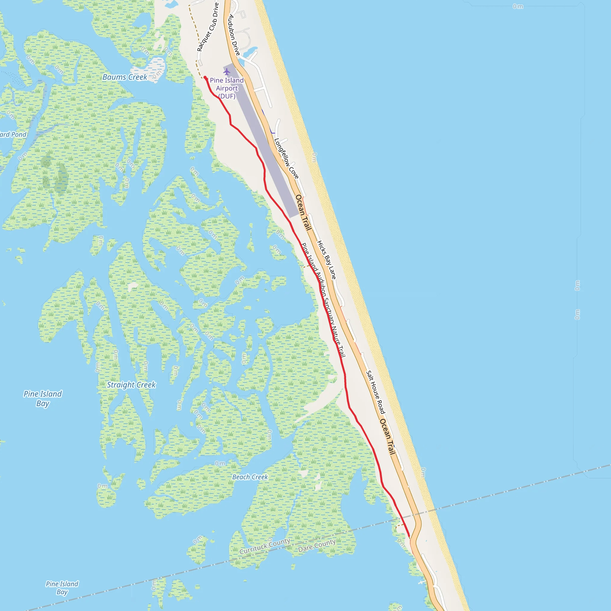 Pine Island Audubon Sanctuary Nature Trail Out and Back mobile static map