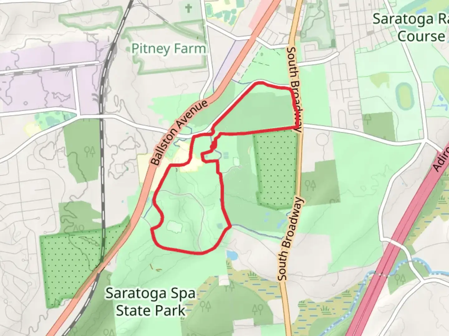 An image depicting the trail Saratoga Spa State Park Loop and its surrounding area.