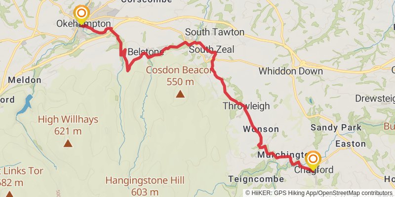 Dartmoor Way stage 6 Map