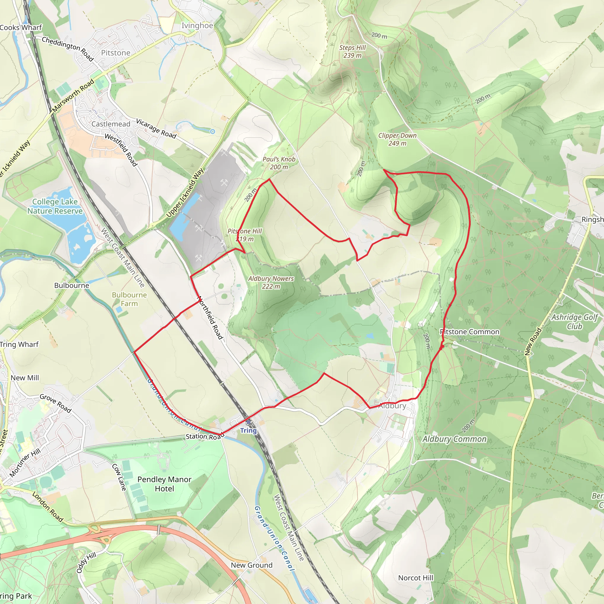 The Chilterns above Tring mobile static map