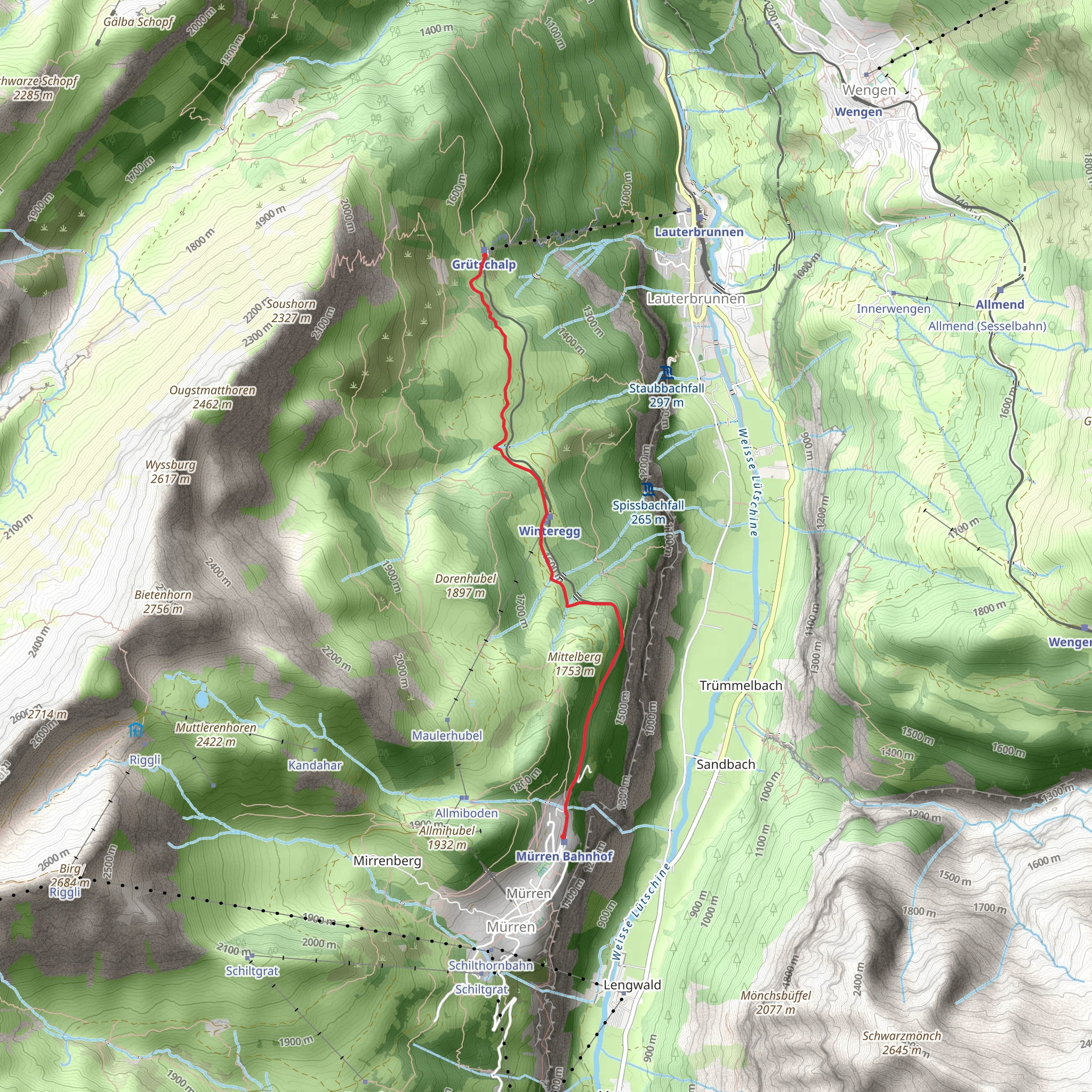 Grütschalp - Winteregg - Mürren mobile static map