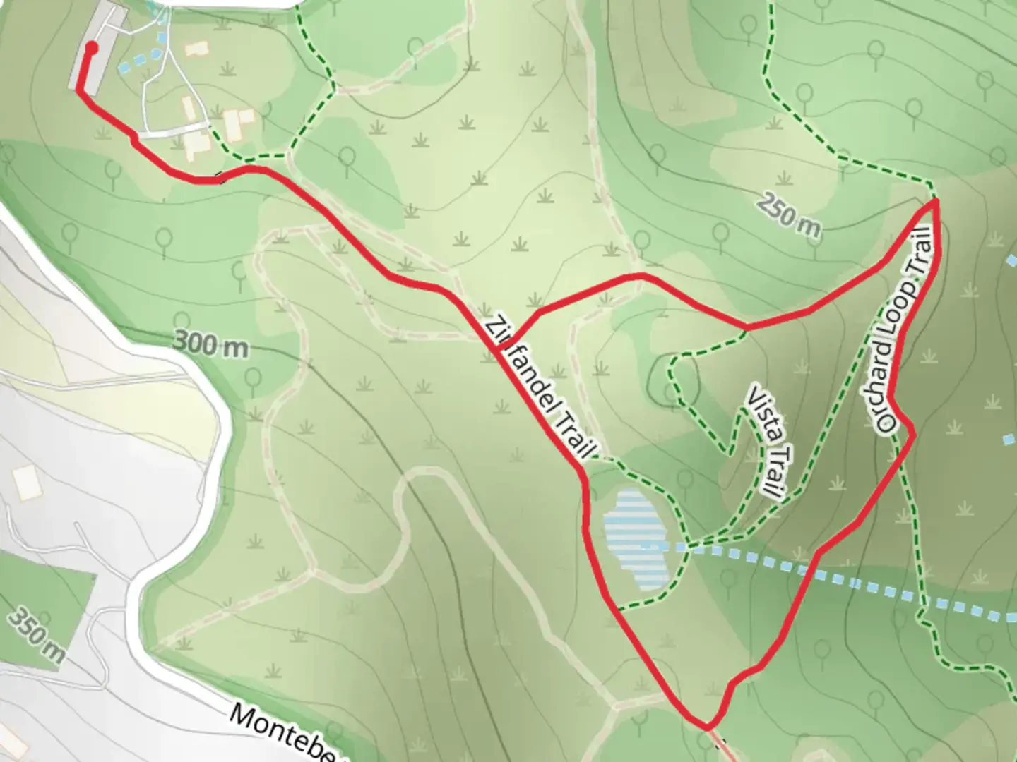 An image depicting the trail Zinfandel - Orchard Loop Trail and its surrounding area.