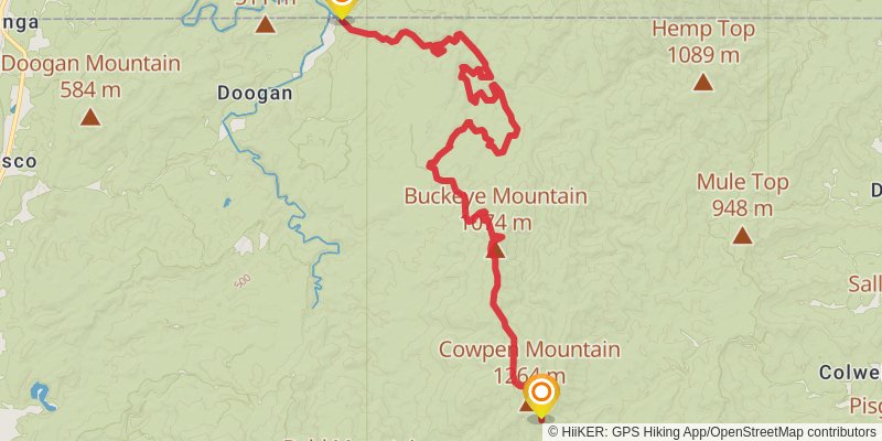 Jacks River to Cowpen Mountain stage 4 Map