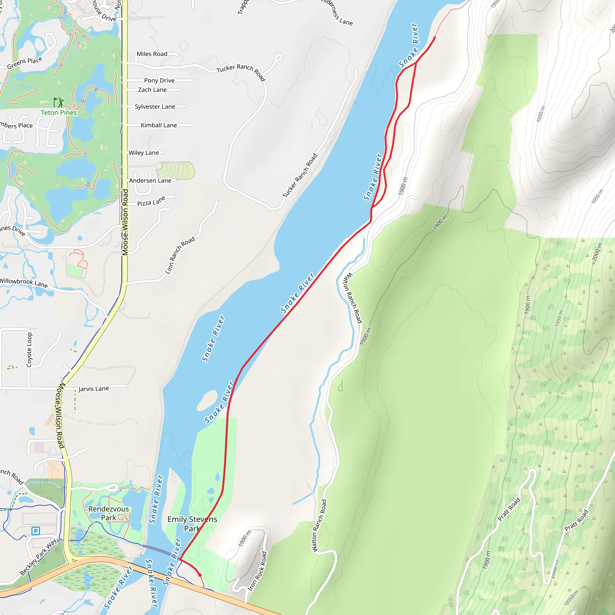 Emily Stevens Park and Snake River Walk mobile static map