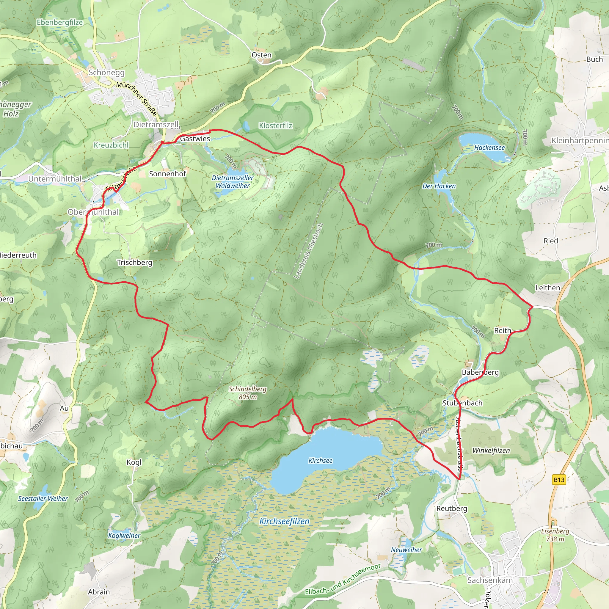 Dietramszell and Kirchsee Loop mobile static map