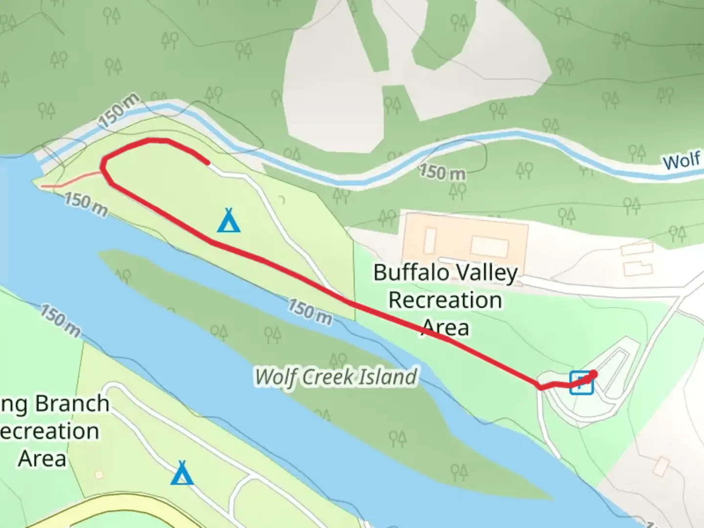 An image depicting the trail Buffalo Valley Recreation Area and its surrounding area.