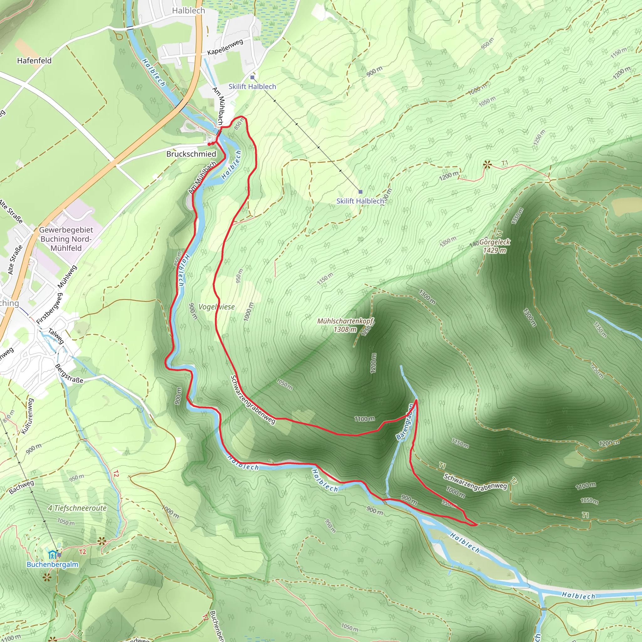 Halblech via Schwarzengrabenweg mobile static map