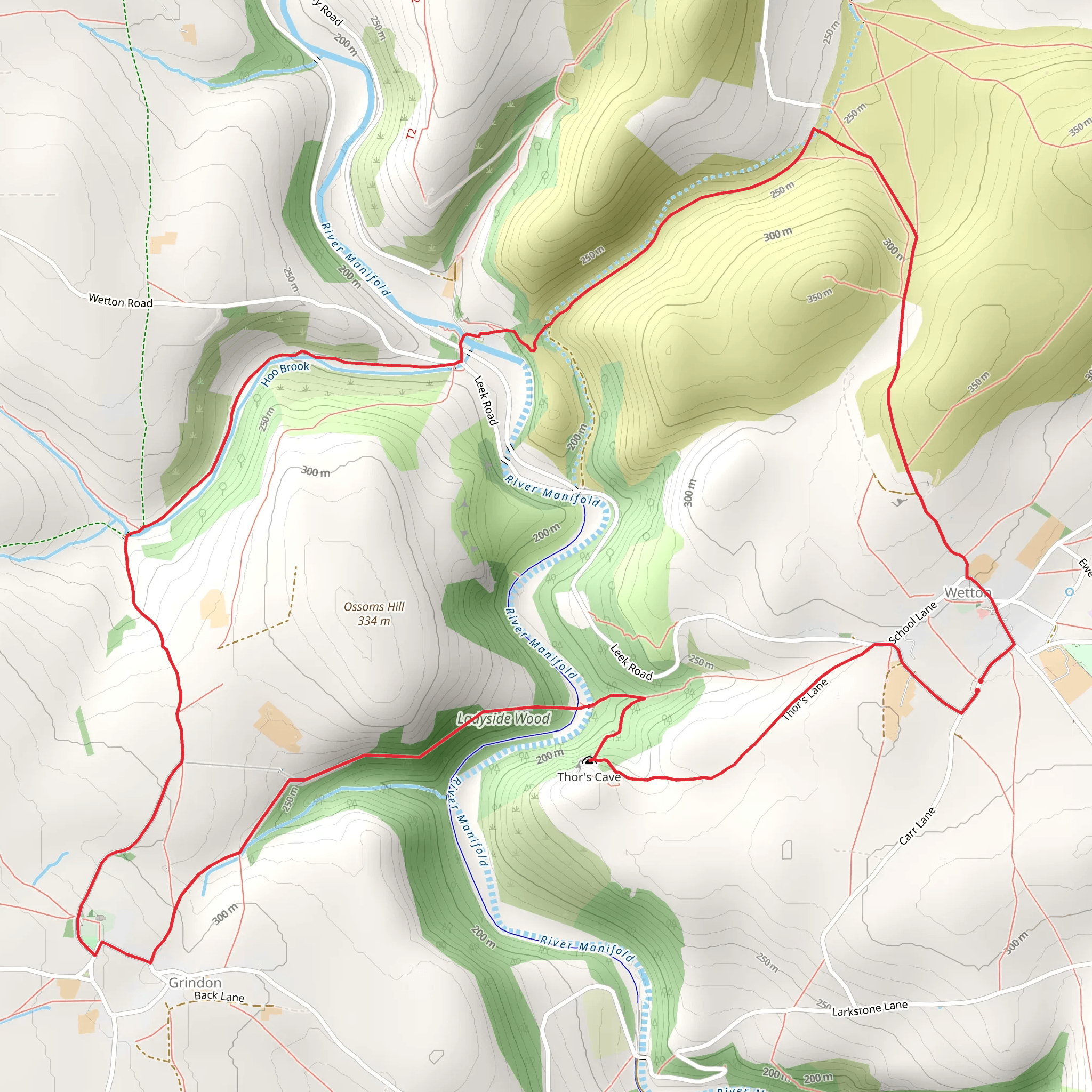 Thor's Cave and Wetton Mill Loop - Wetton mobile static map