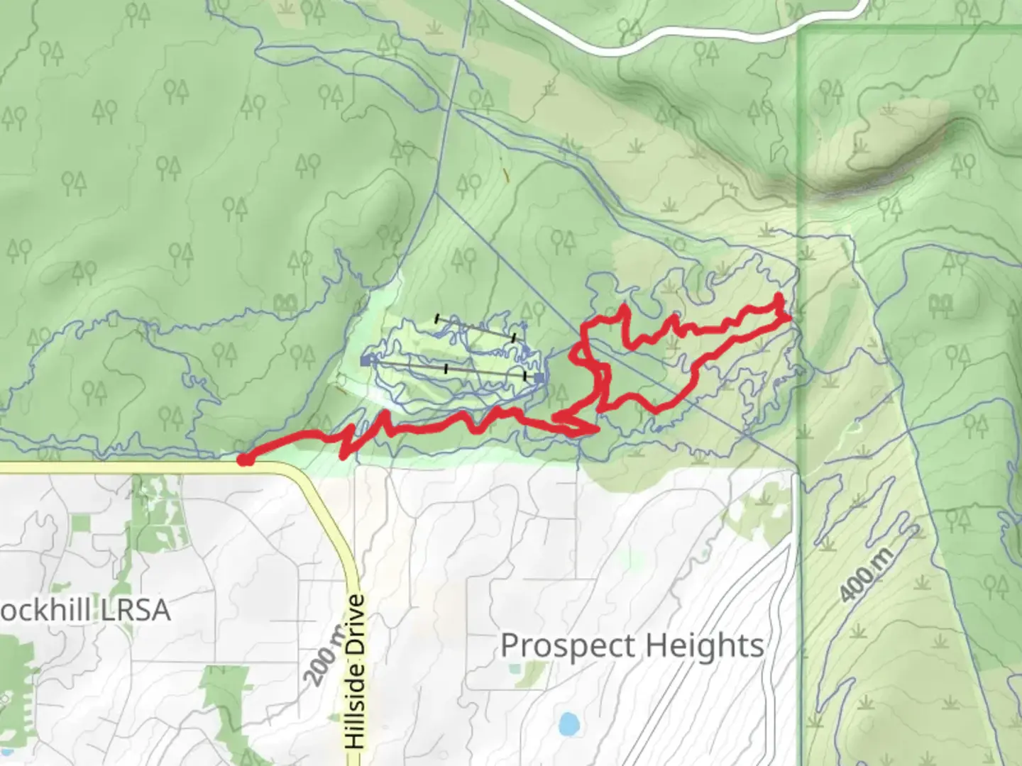 An image depicting the trail Queen Bee, Yellow Jacket and Lower Llama Loop and its surrounding area.