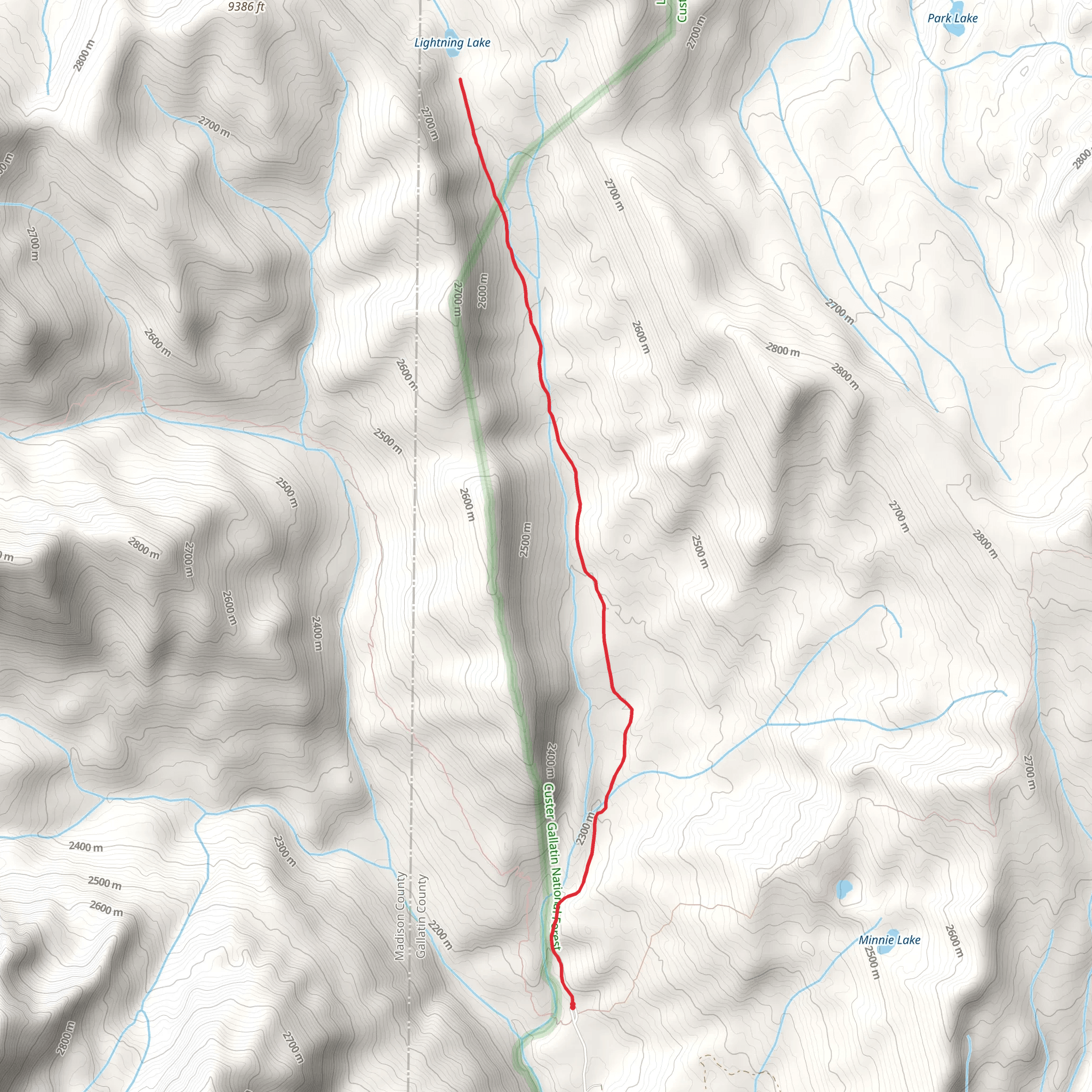 Lightning Lake Trail mobile static map