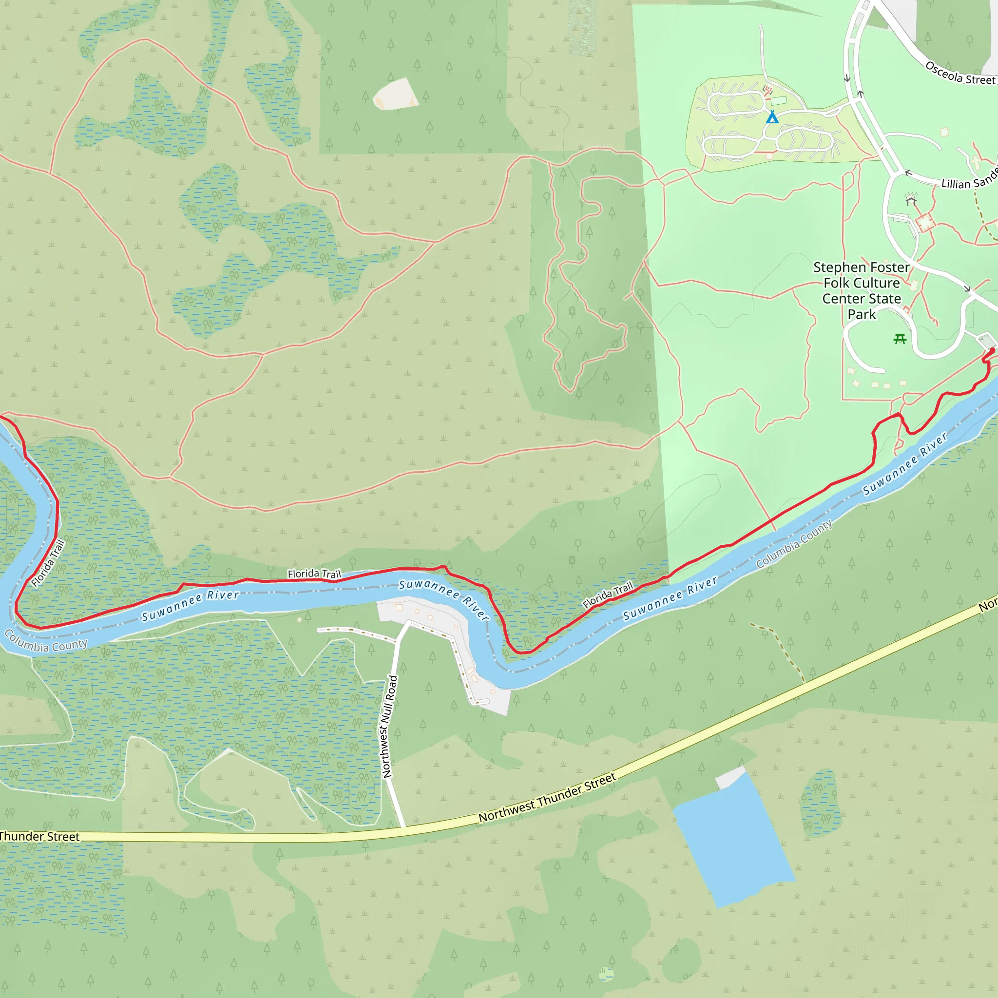 Florida Trail from Lillian Sanders Drive mobile static map
