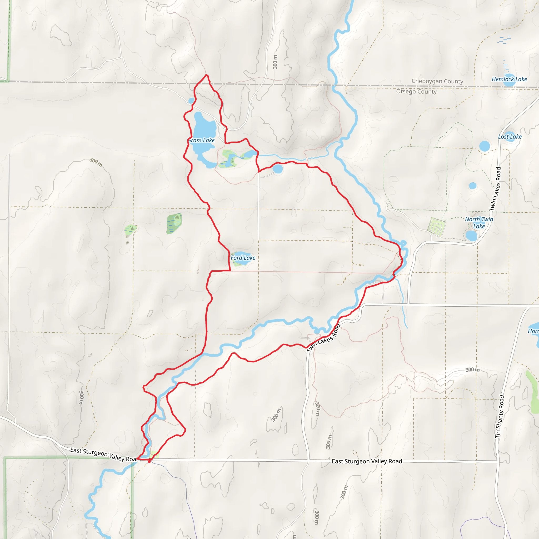 Pigeon Bridge and Grass Lake Loop via Fisherman Road mobile static map