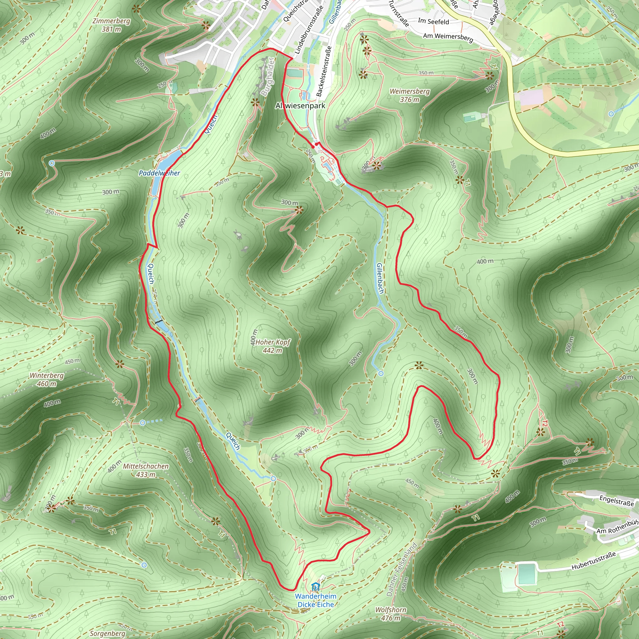 Burgfelsen, Stephansaturm and Paddelweiher Loop mobile static map