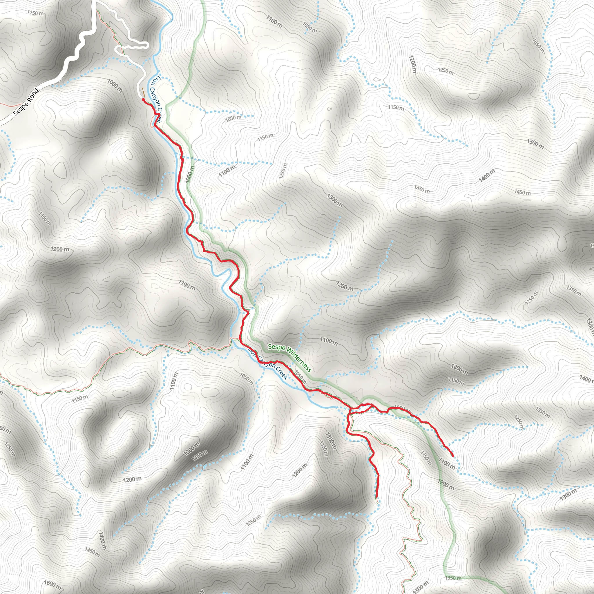 East and West Fork Lion Canyon Trail mobile static map