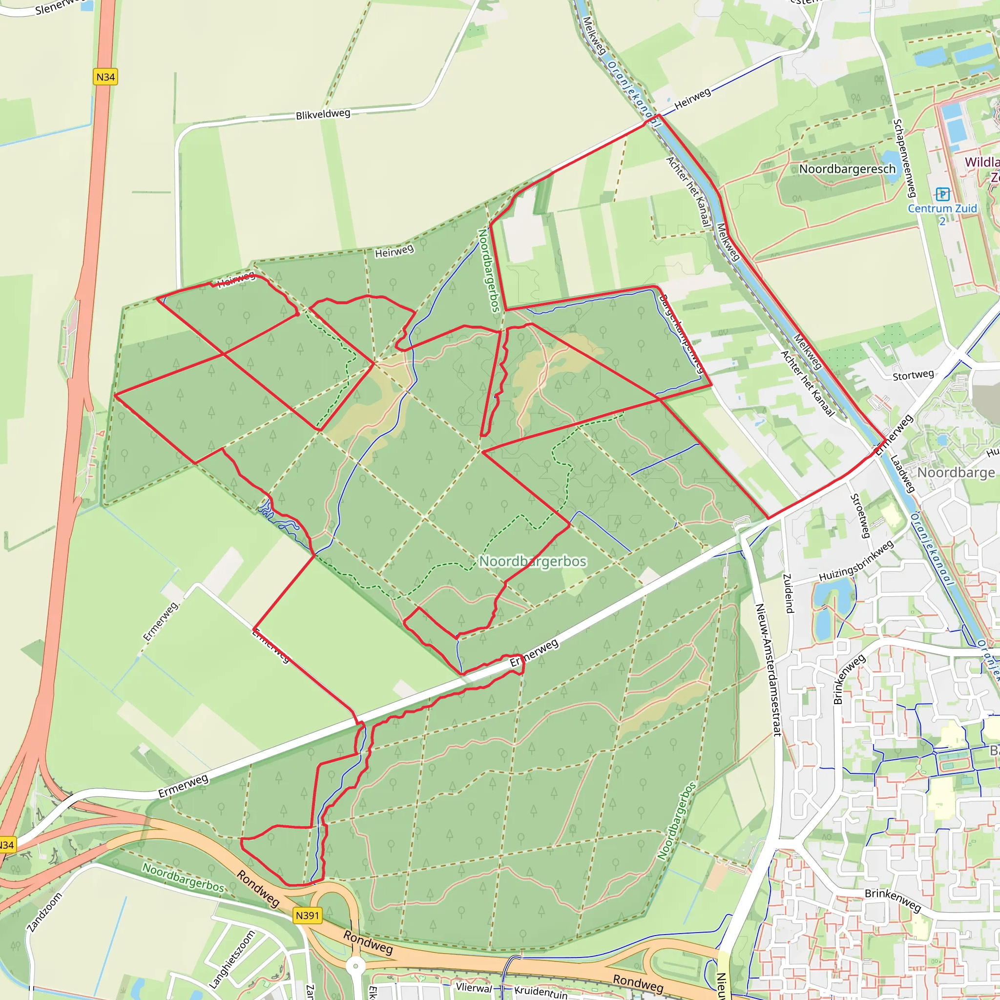 Noordbargerbos Loop mobile static map