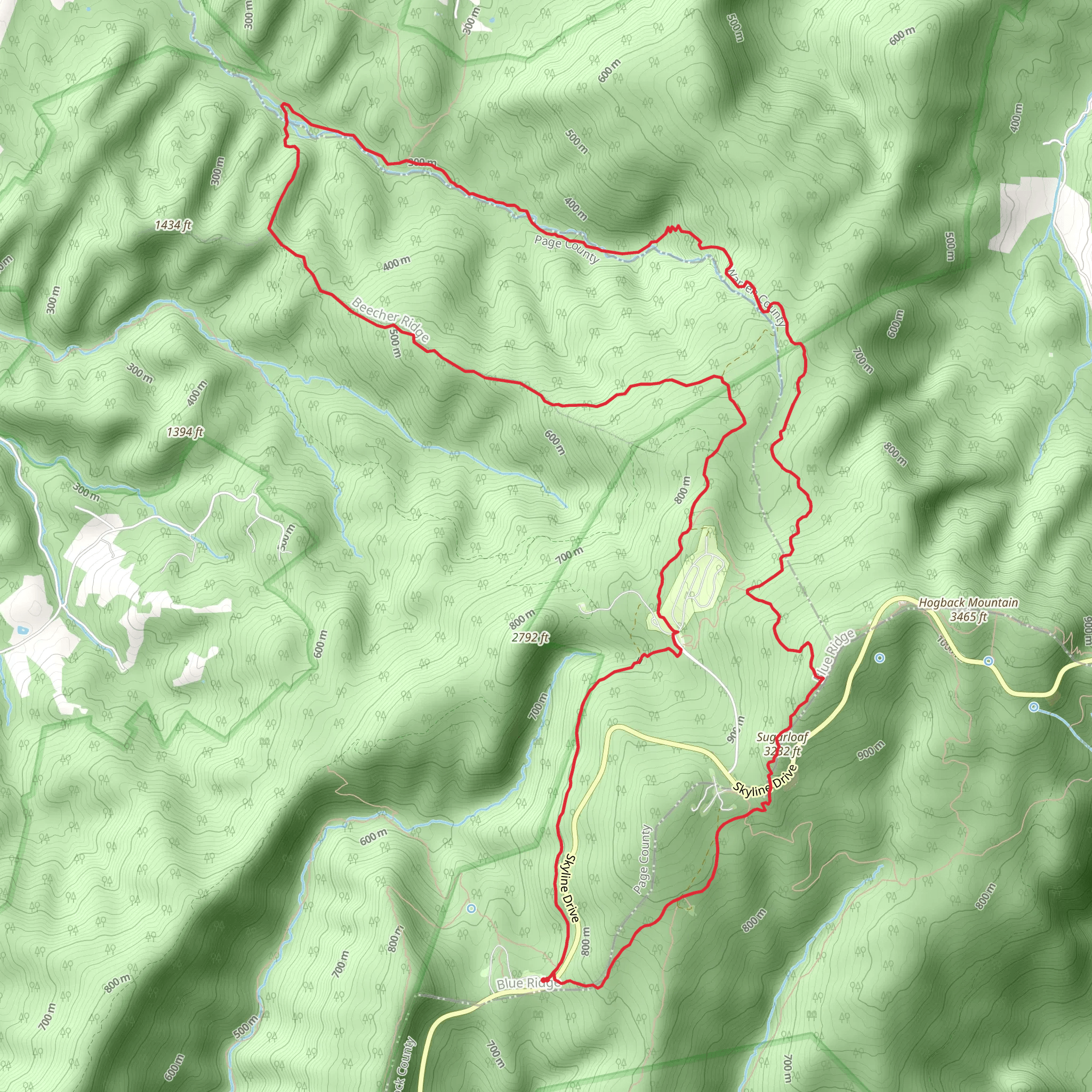 Sugarloaf via Overall Run Trail and Elkwallow Trail mobile static map