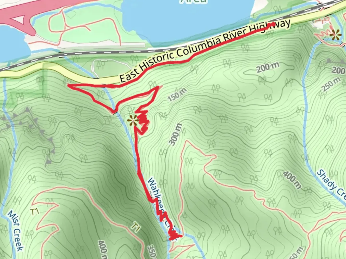 An image depicting the trail Wahkeena Falls via Return Trail and its surrounding area.