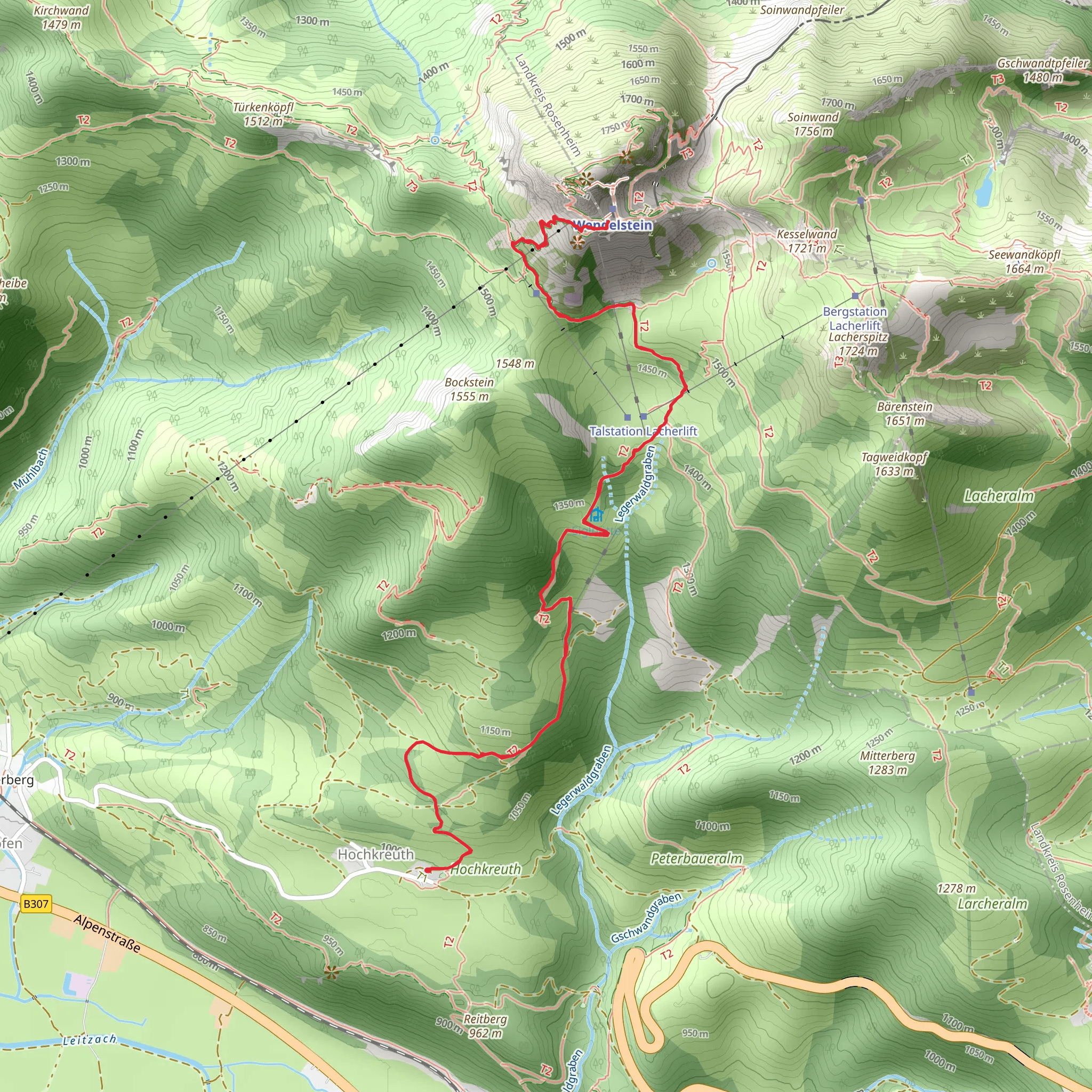 Wendelstein Walk via Wanderweg B1c - Wendelsteinalmen mobile static map