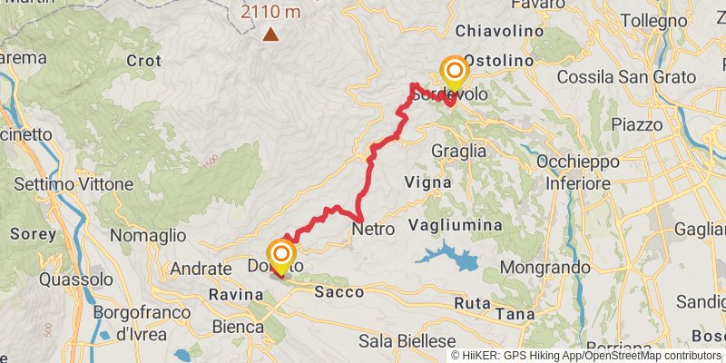 Cammino De Oropa stage 3 Map