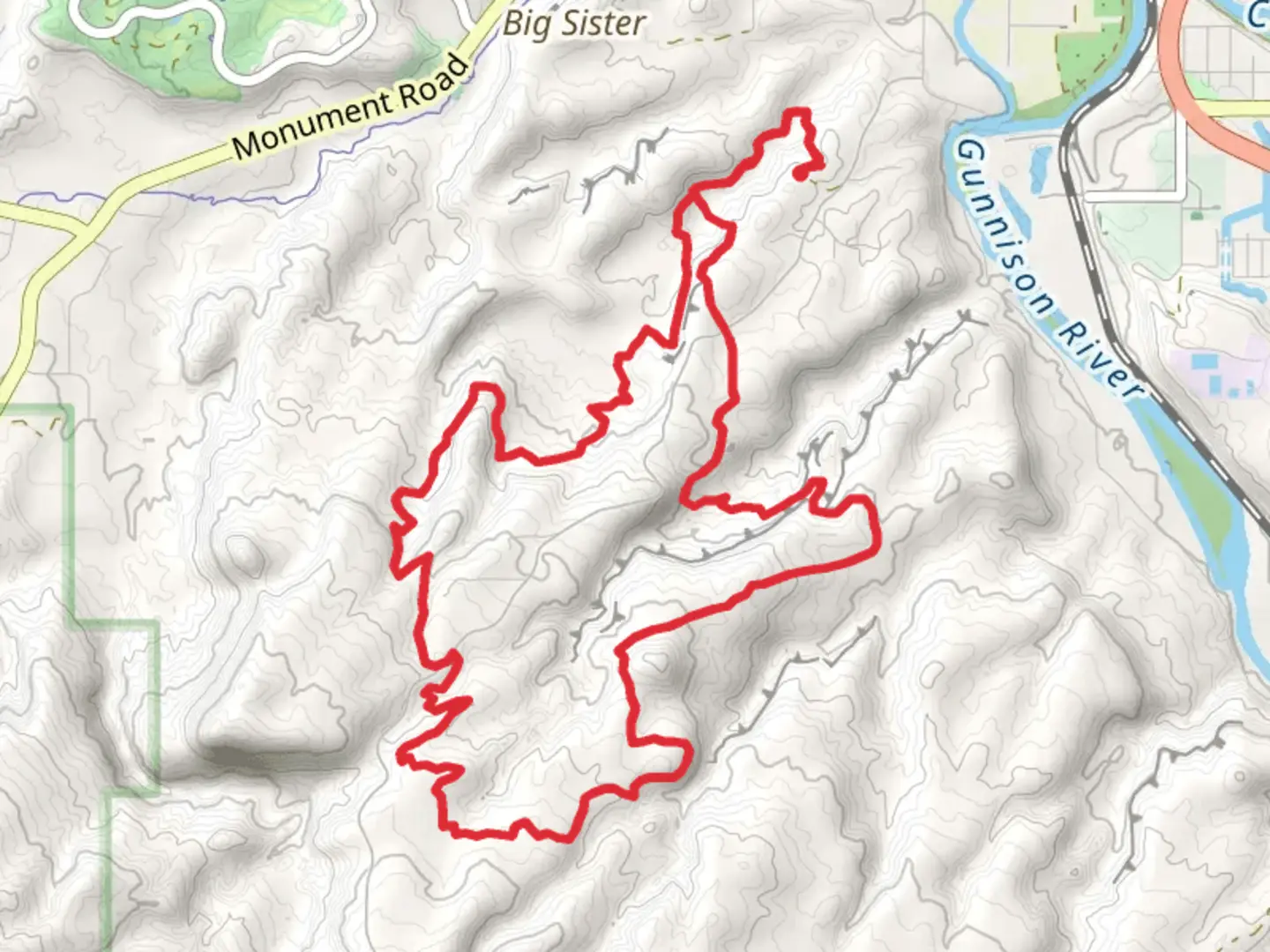 An image depicting the trail Holy Bucket and Gunny Loop Trail and its surrounding area.