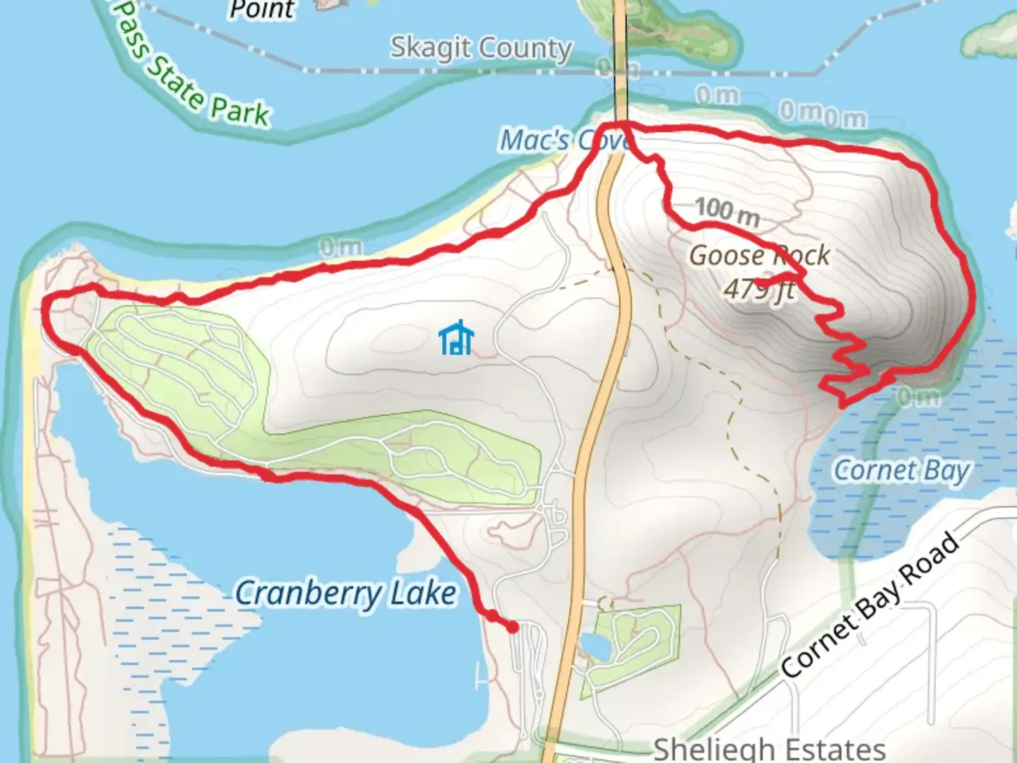 An image depicting the trail Cranberry Lake, Mac's Cove and Goose Rock Perimeter Loop Trail and its surrounding area.