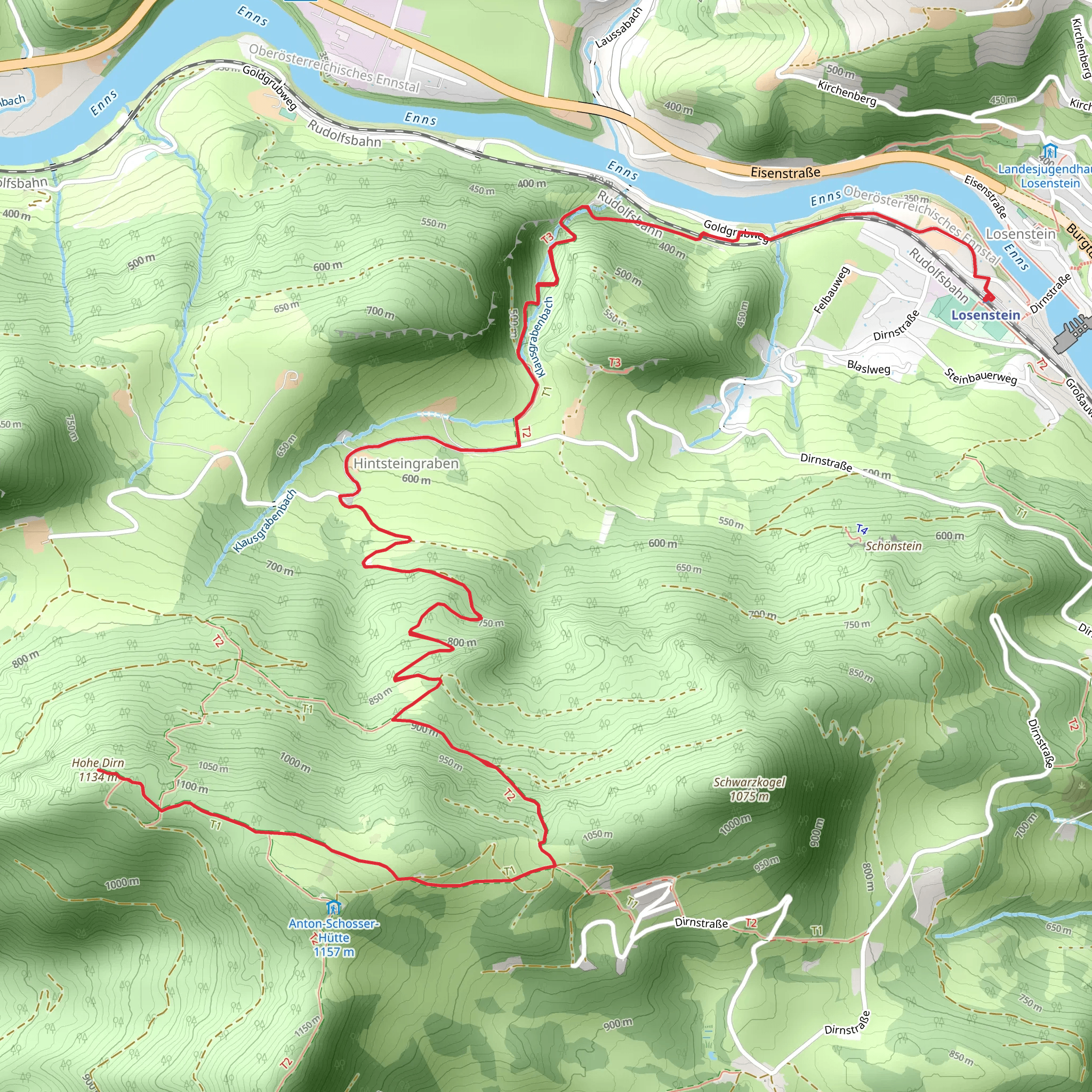 Hohe Dirn via Klausgraben mobile static map