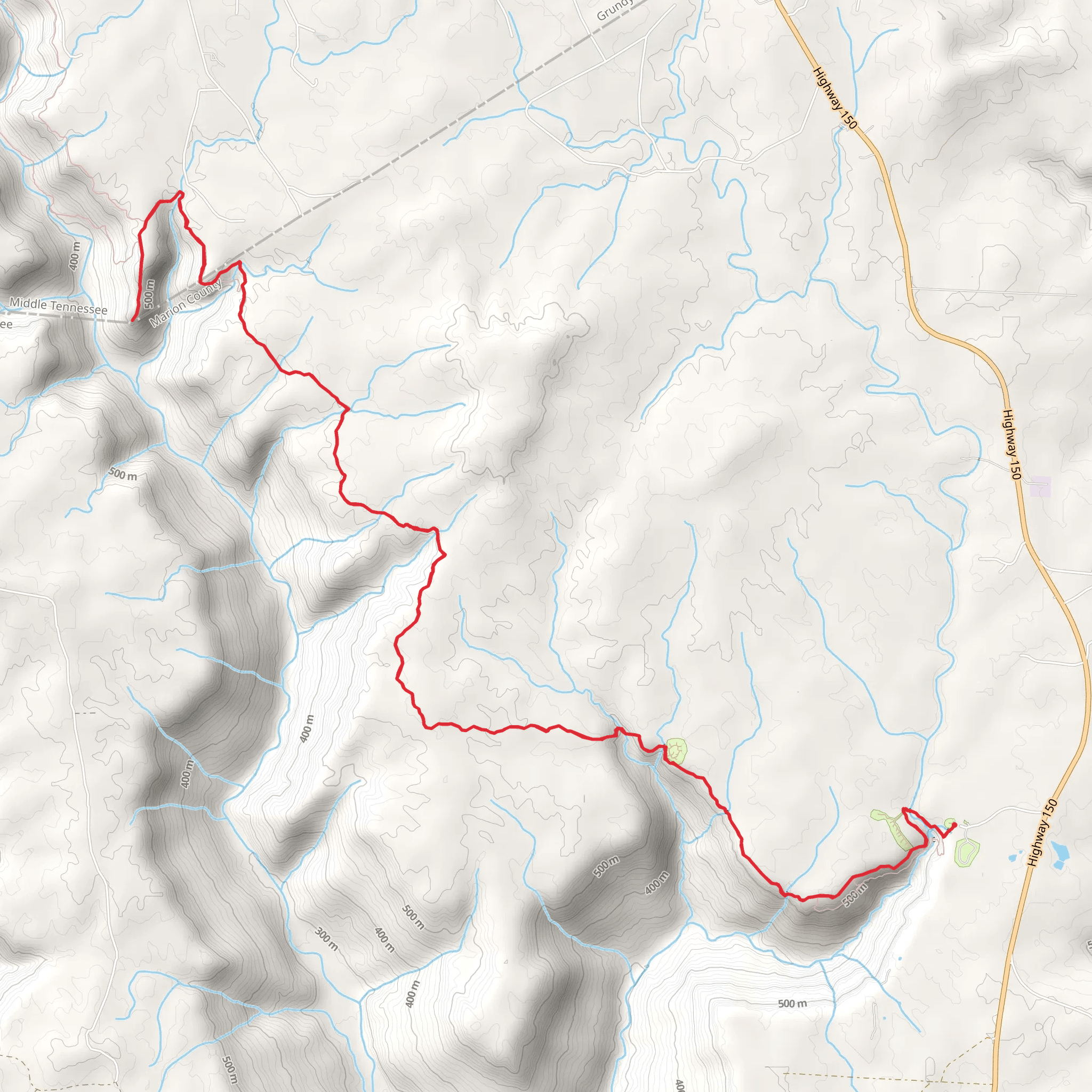 Raven Point via Fiery Gizzard Trail mobile static map
