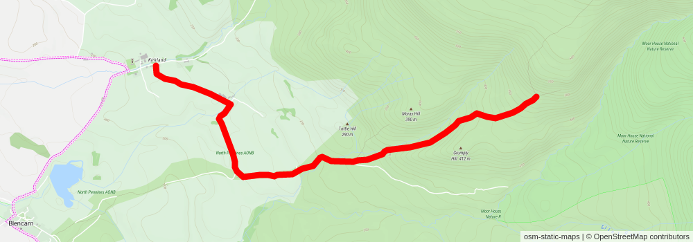 Cross Fell and Great Dun Fell from Kirkland stage 2 Map