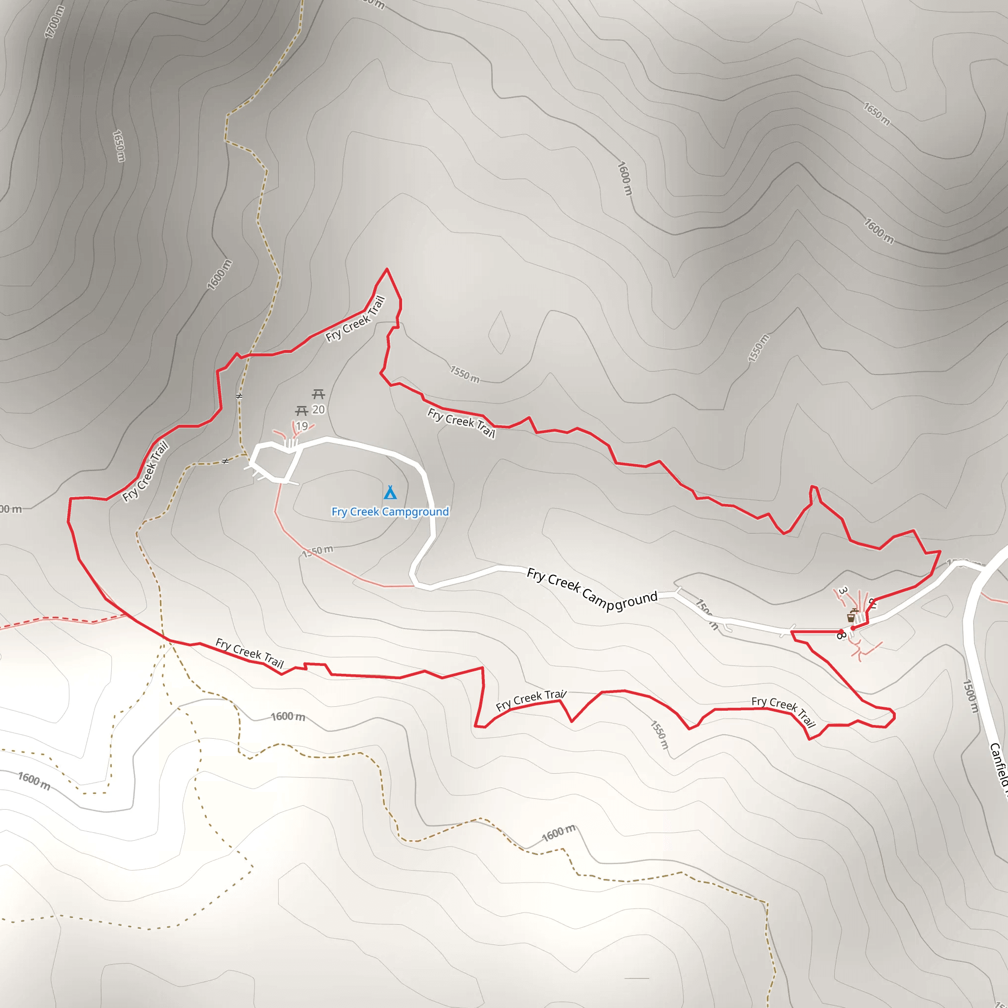 Fry Creek Trail mobile static map