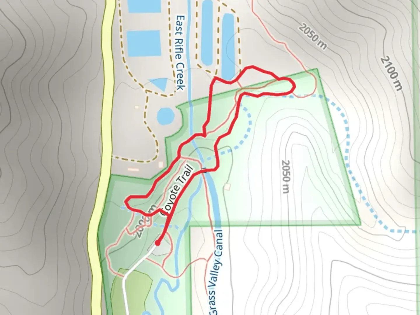 An image depicting the trail East Rifle Creek Loop and its surrounding area.