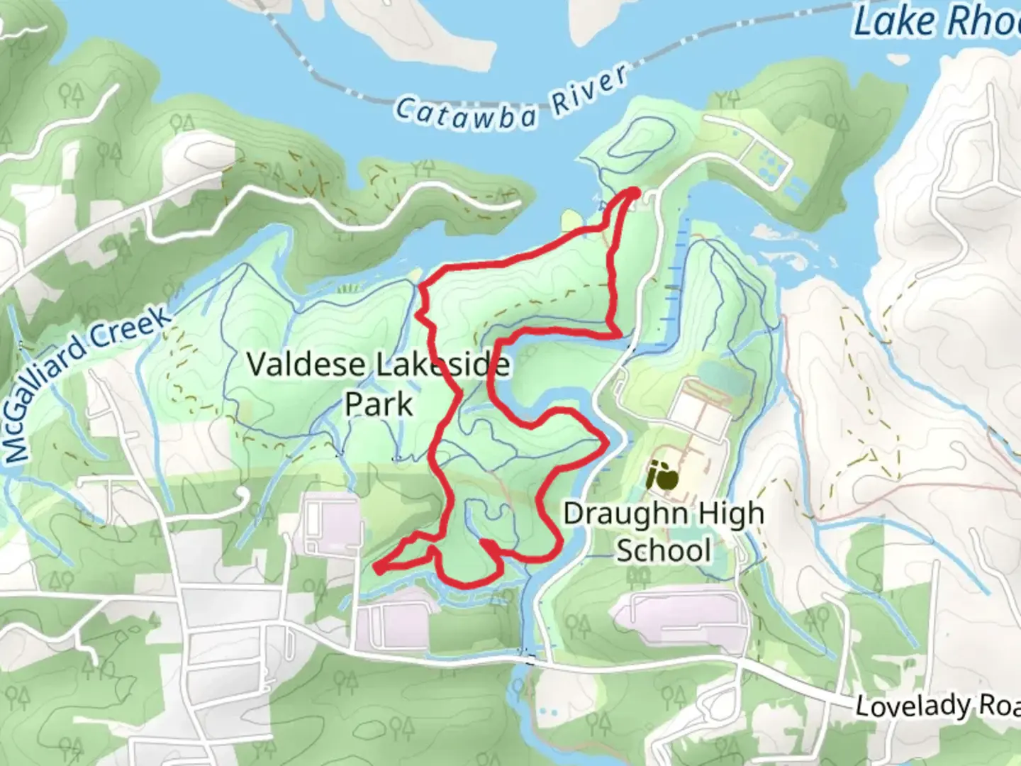 An image depicting the trail Valdese Greenway, Tributary and Hoyle Creek Loop Trail and its surrounding area.