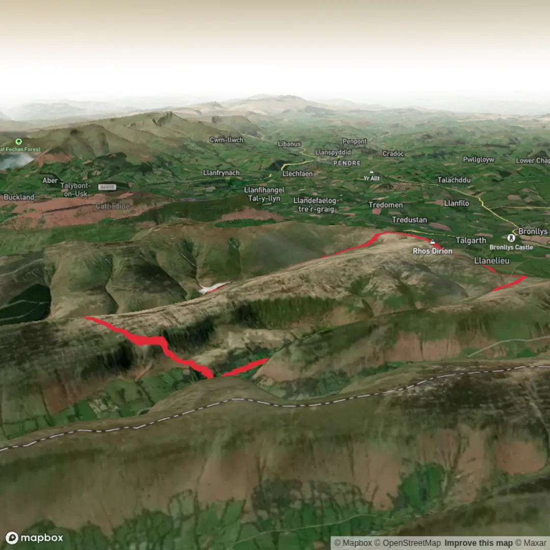 An image depicting the trail Gwryne Fawr & Capel y Ffin Loop - Upper Limits UK and its surrounding area.