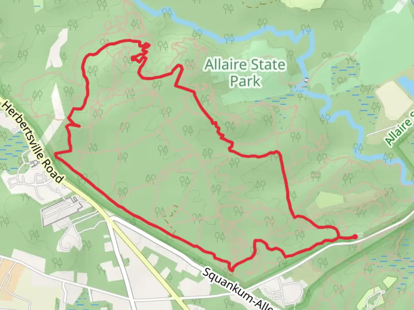 An image depicting the trail Orange-White Loop - Hospital Road and its surrounding area.