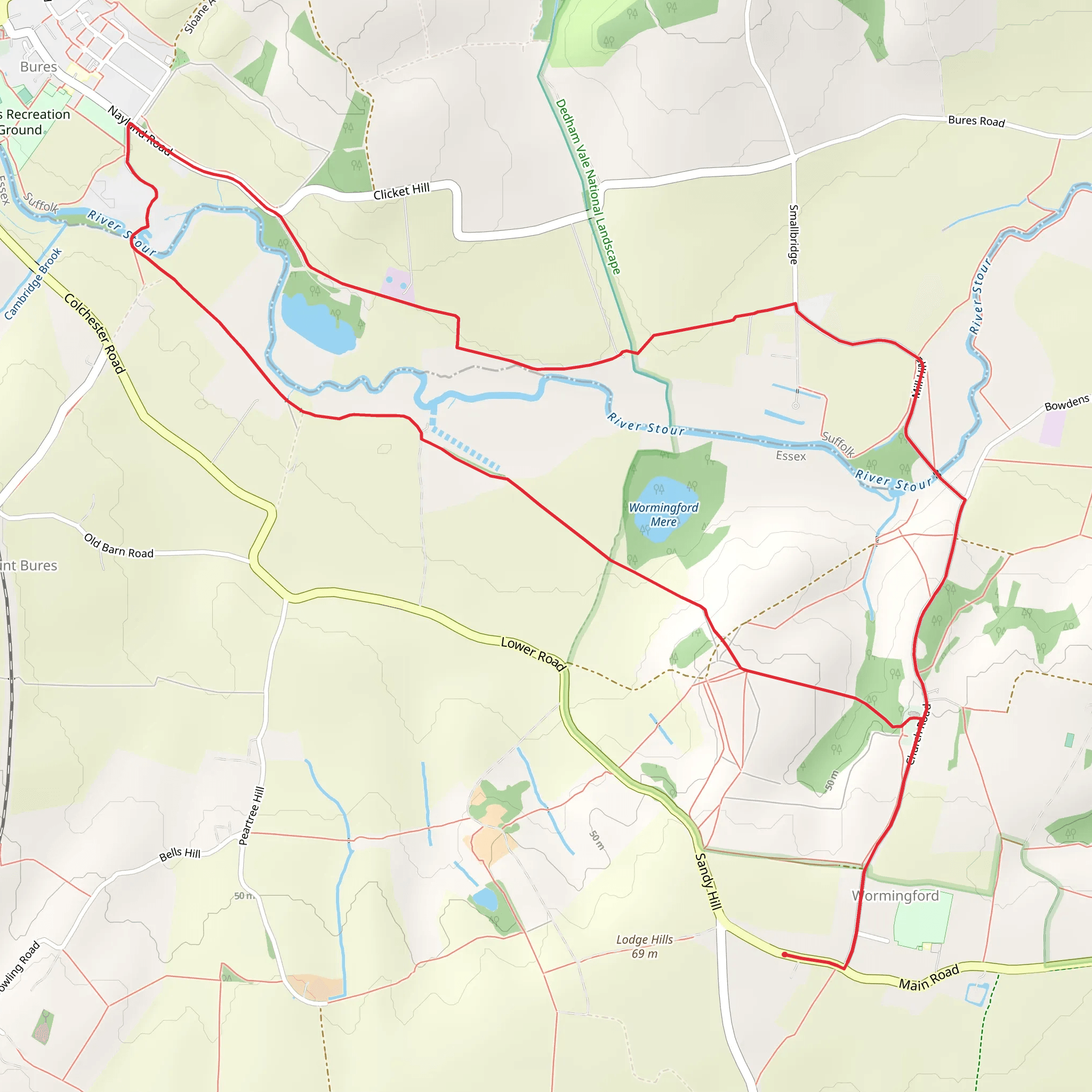 River Stour Loop - Wormingford mobile static map