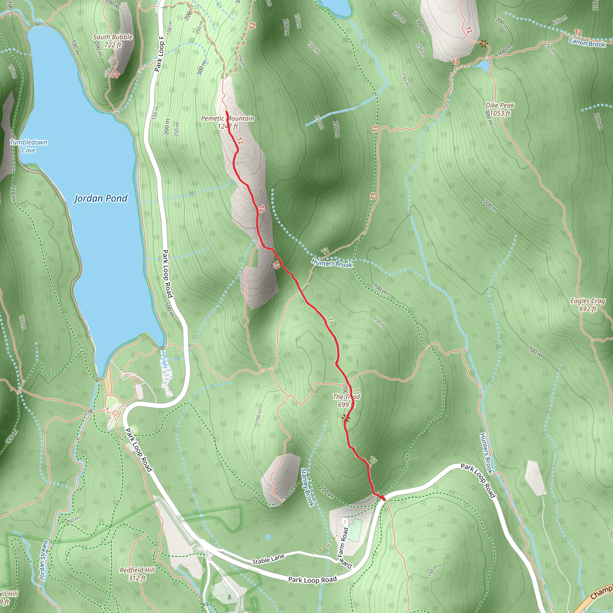 Pemetic Mountain and Triad Trail mobile static map