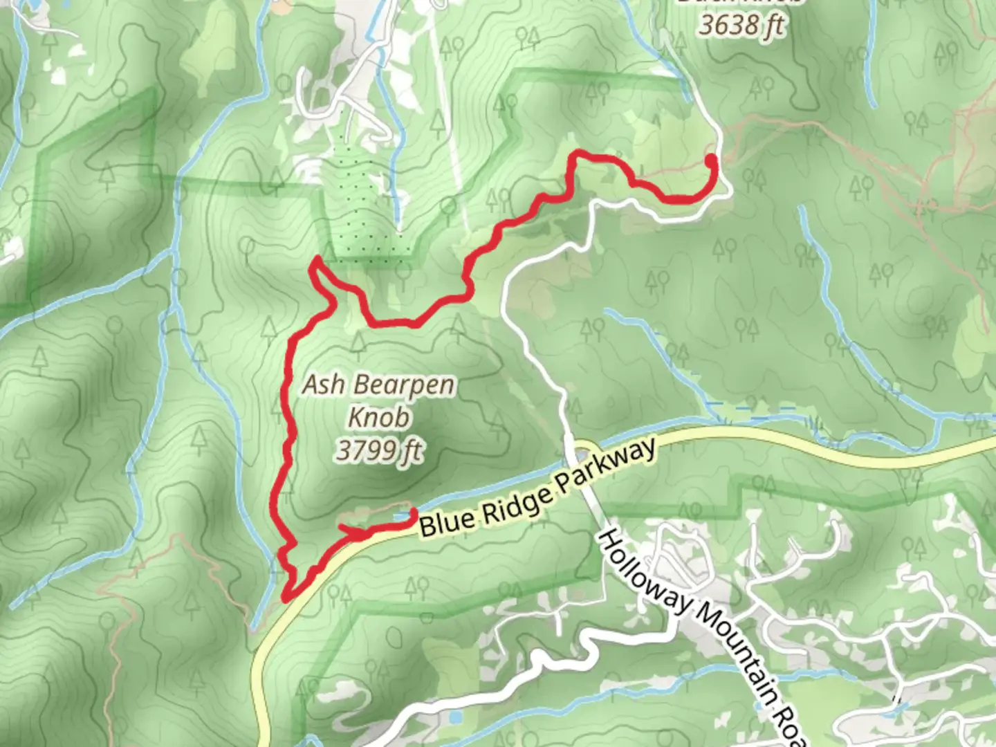 An image depicting the trail Tanawha Trail and Cold Prong Pond and its surrounding area.