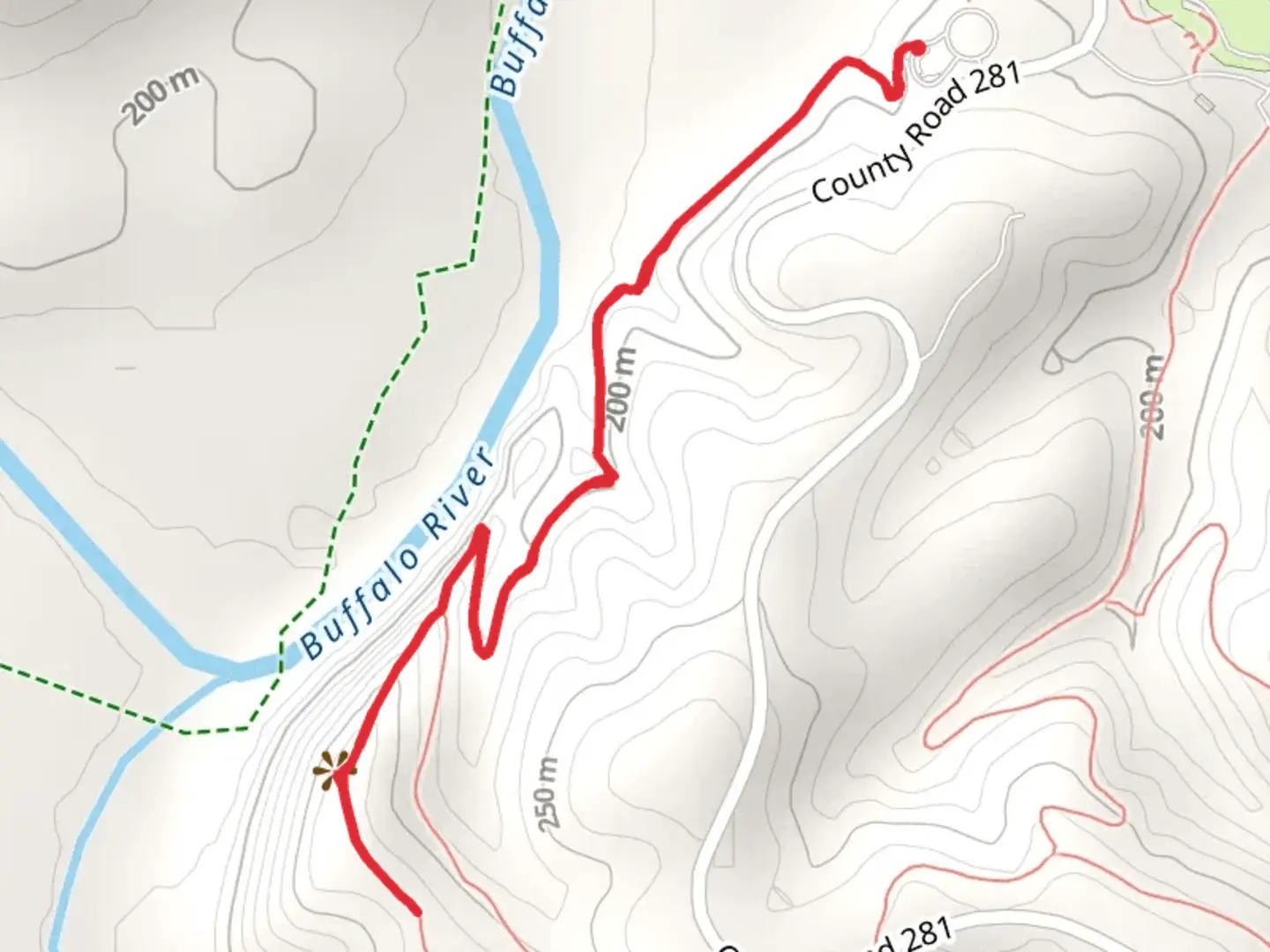 An image depicting the trail Buffalo River View Trail and its surrounding area.