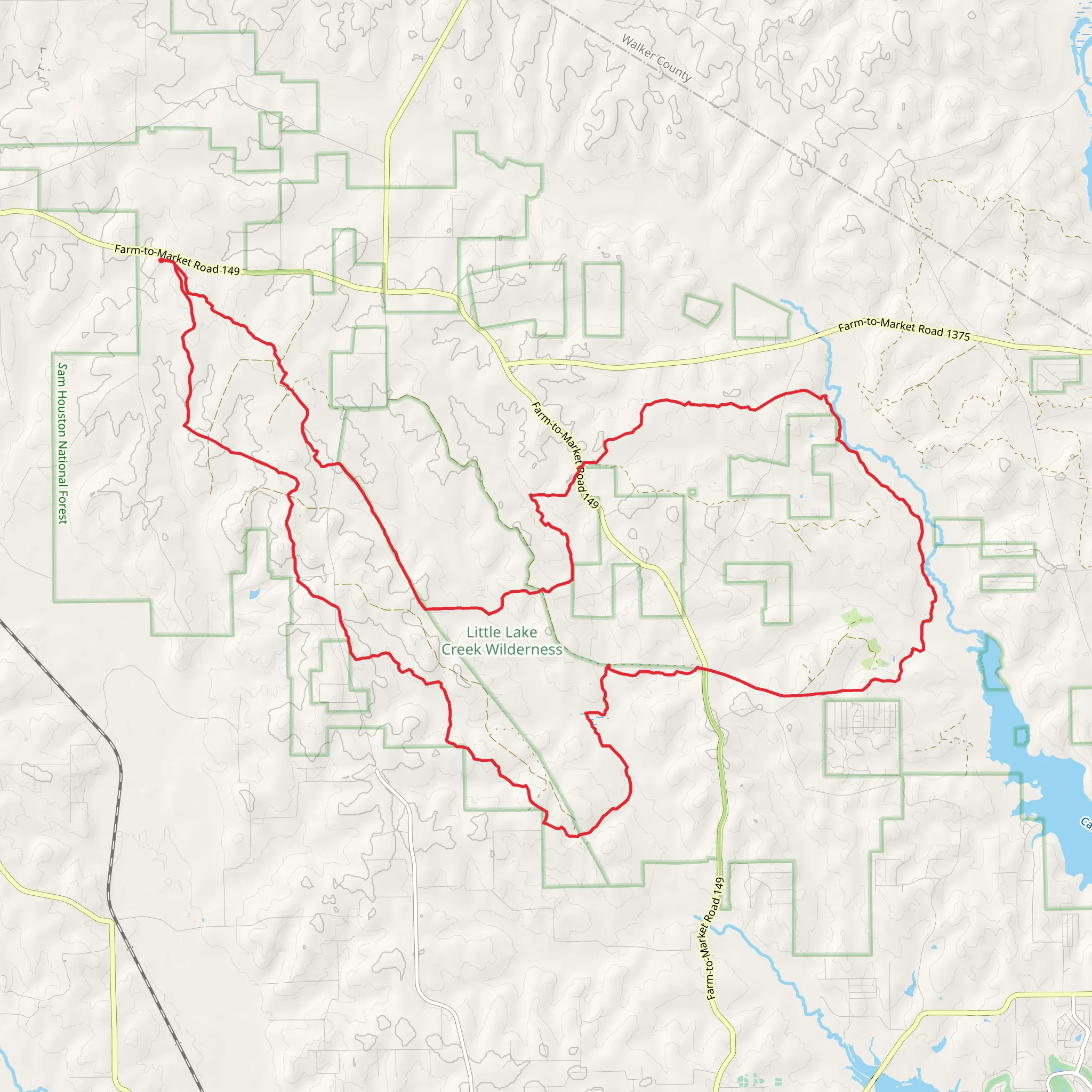 Little Lake Creek and Lone Star Hiking Loop Trail - Long mobile static map