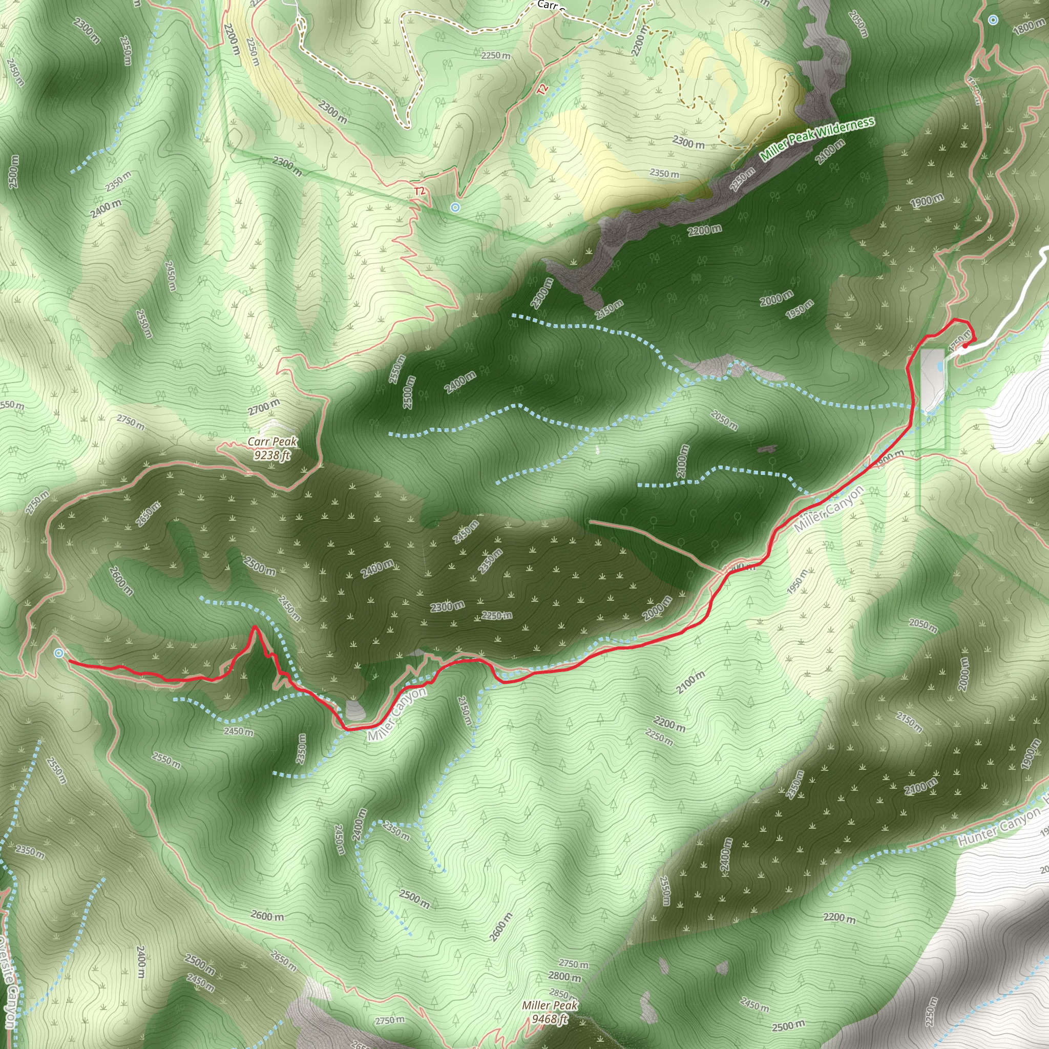 Miller Canyon Trail mobile static map