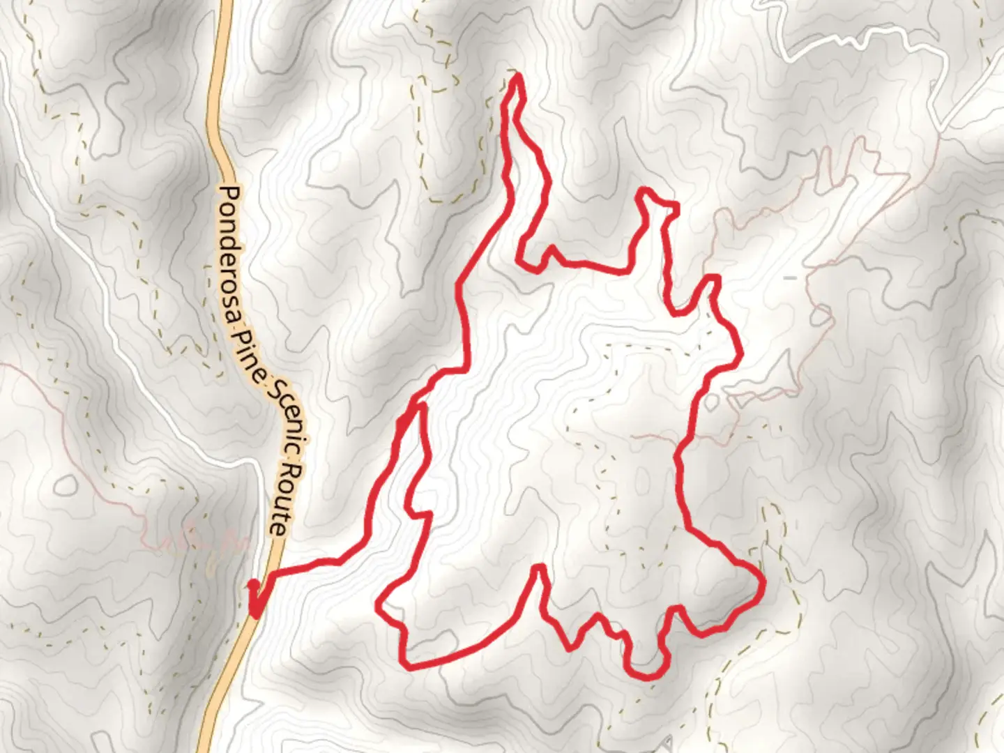 An image depicting the trail Skyline Loop Trail from China Fork-West Fork Road and its surrounding area.