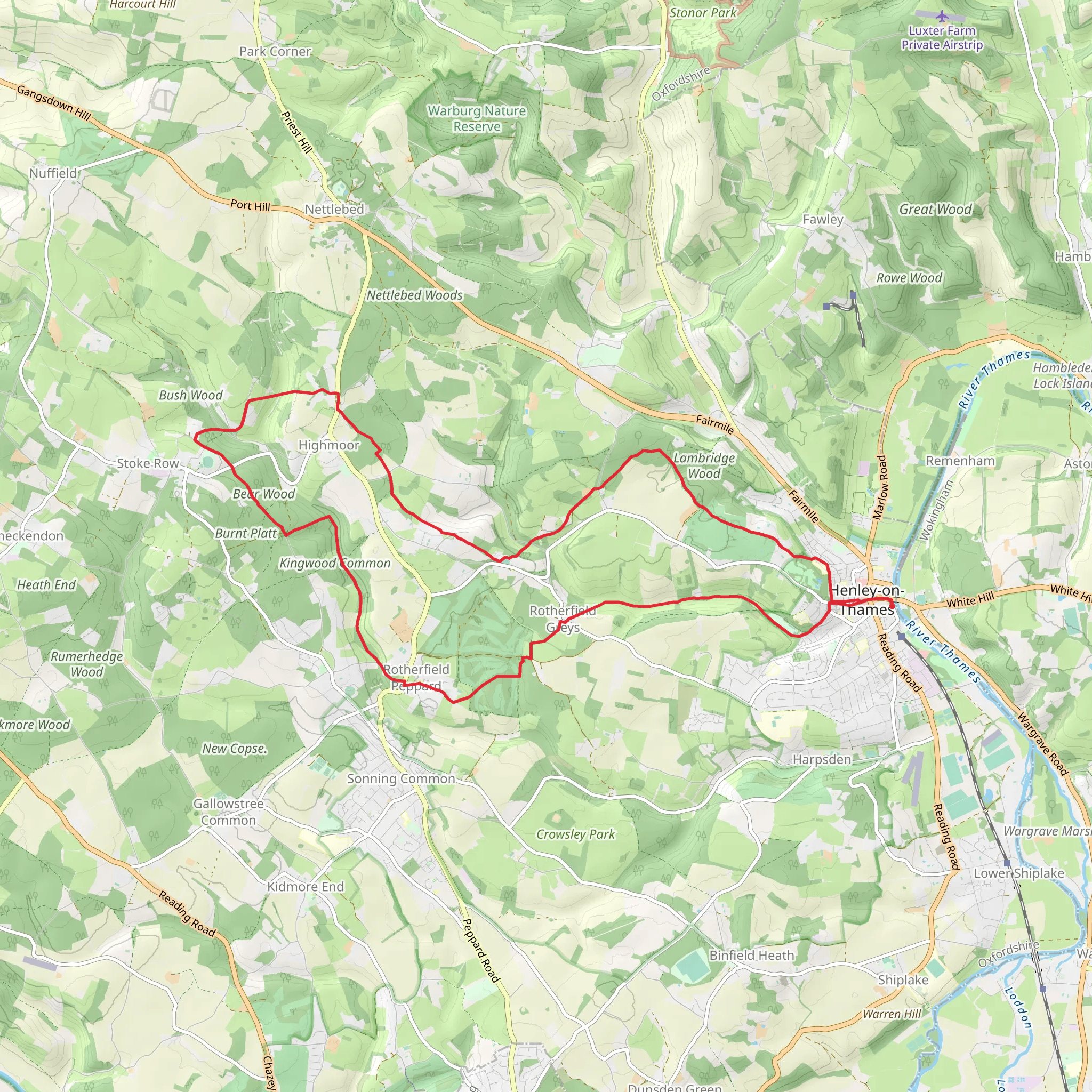 Henley on Thames, Highmoor and Rotherfield Peppard Loop mobile static map