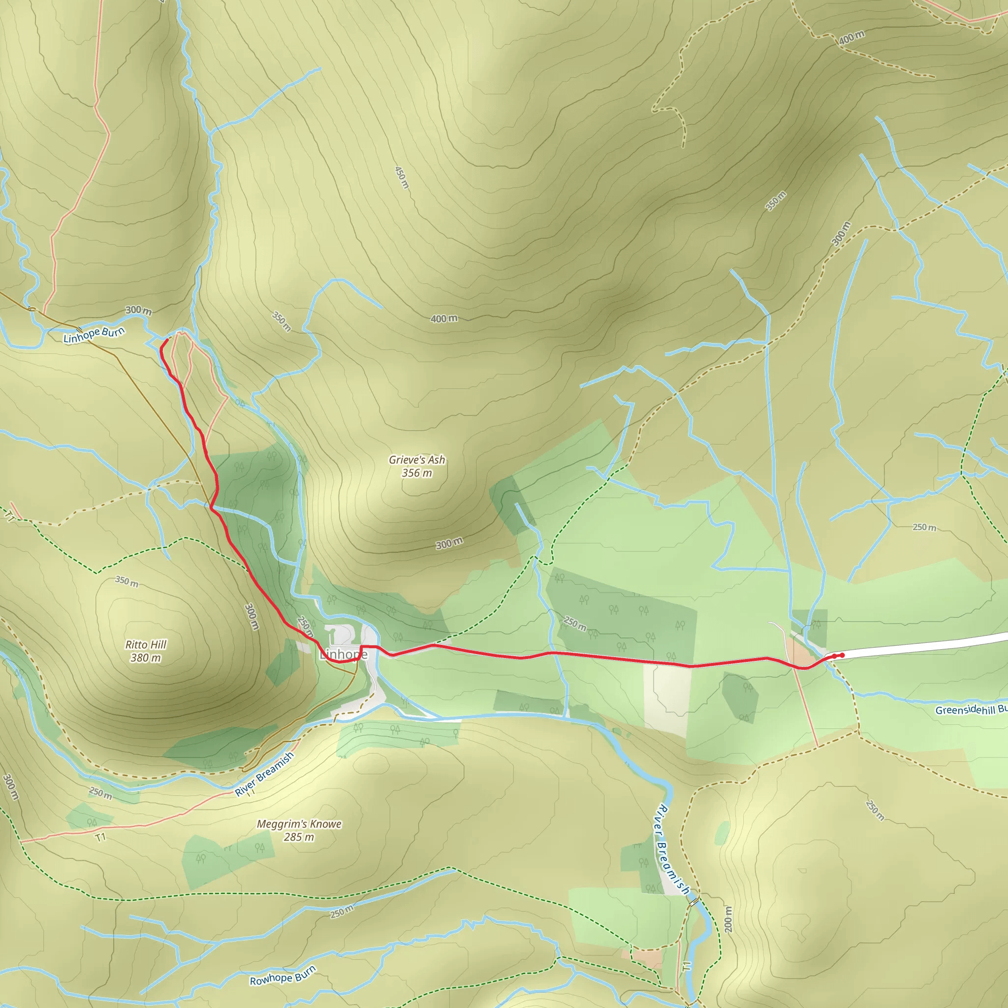 Linhope Burn mobile static map