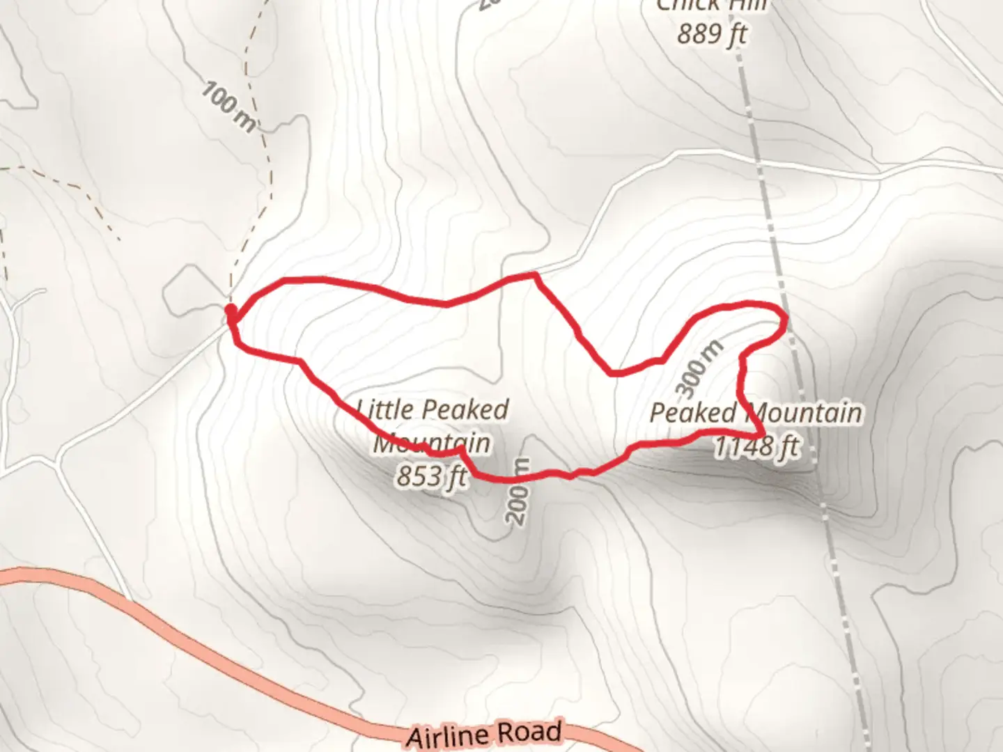 An image depicting the trail Little Peaked and Mountain Peaked Mountain Loop and its surrounding area.