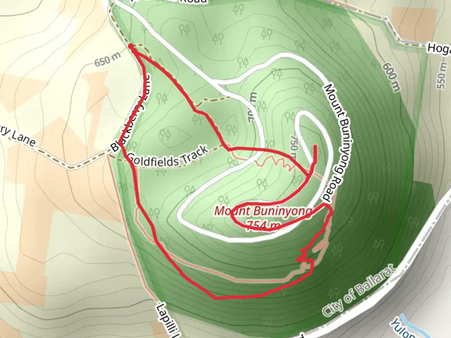 An image depicting the trail Mount Buninyong - South Walk and its surrounding area.
