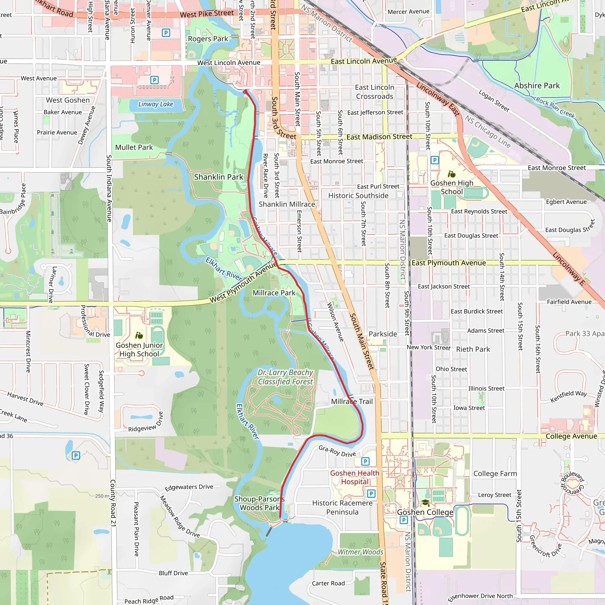 Millrace Canal Trail mobile static map