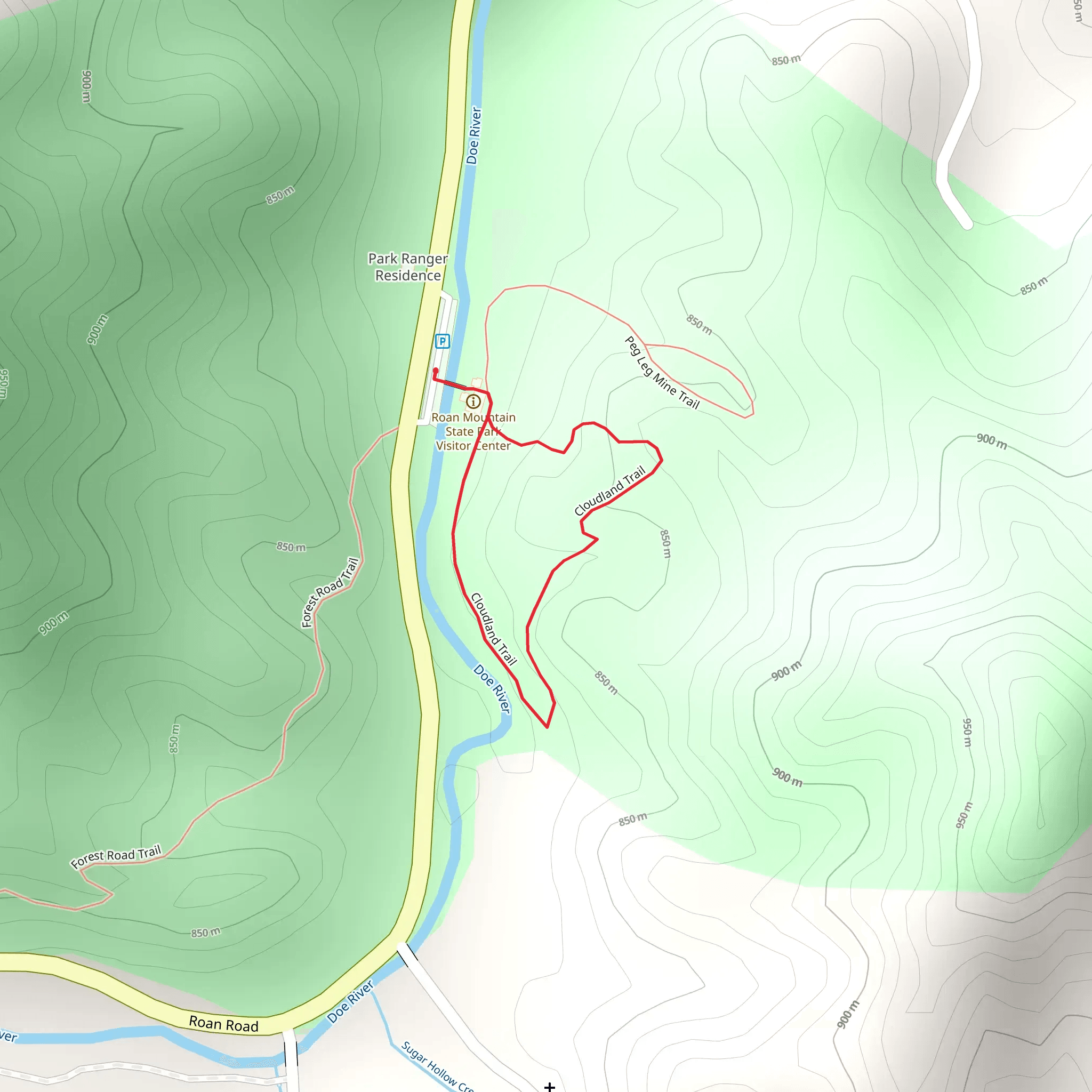 Cloudland Loop Trail mobile static map
