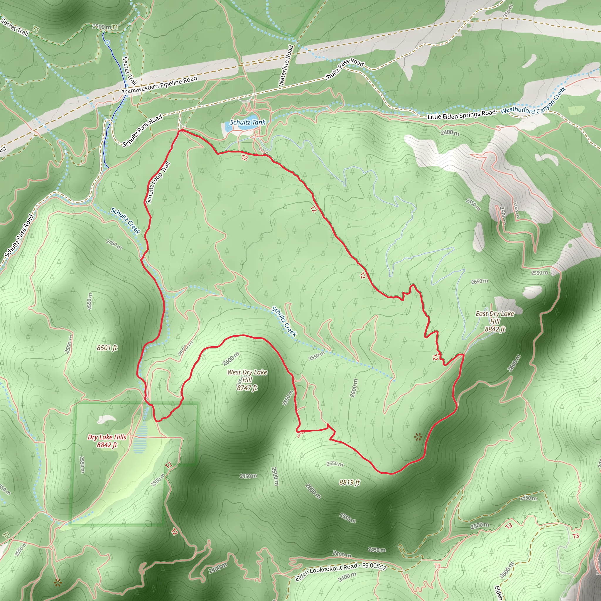 East and West Dry Lake Hills Loop mobile static map