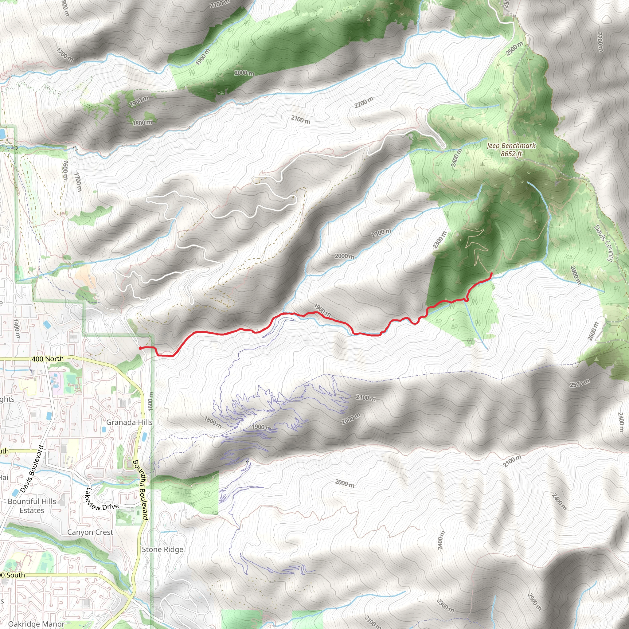 Ward Canyon Trail mobile static map