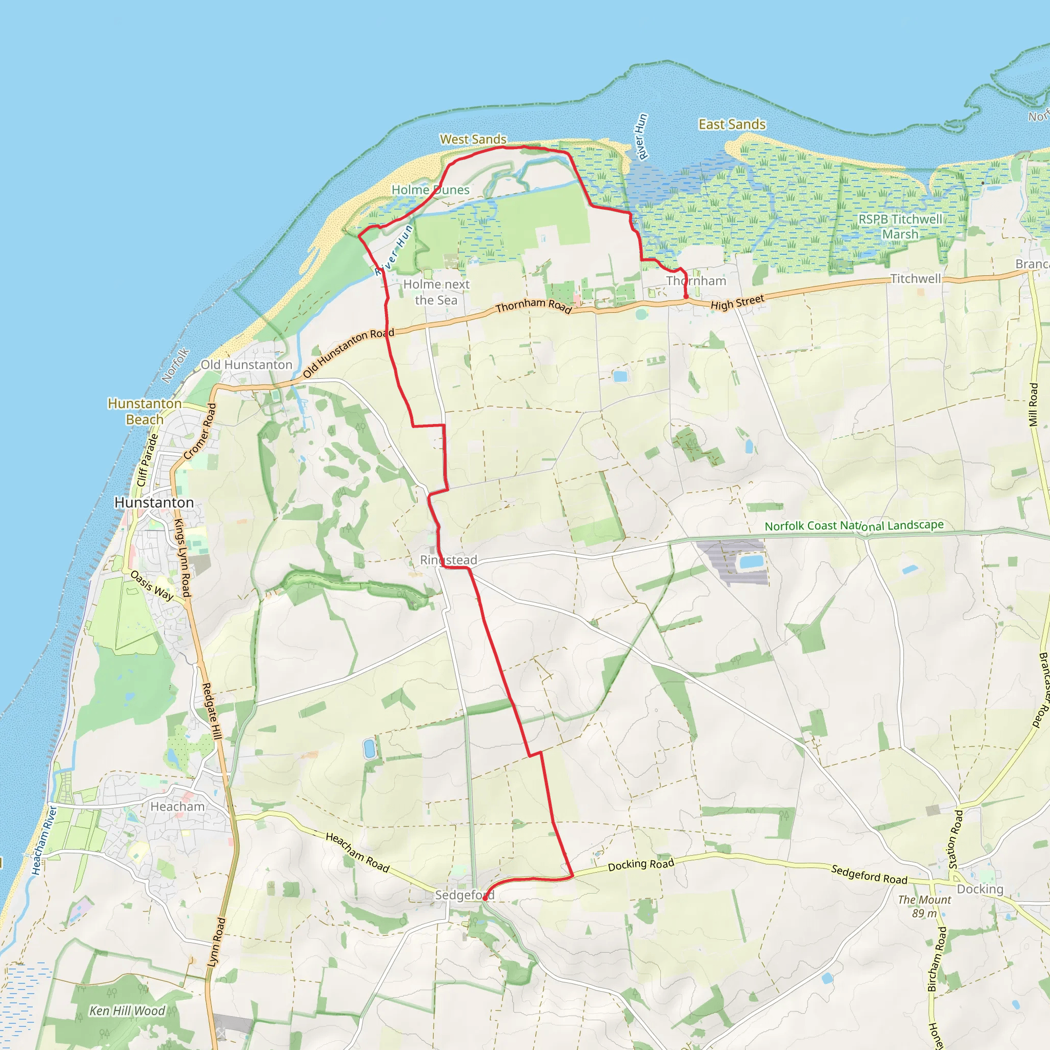 Sedgeford to Thornham Walk via West Sands mobile static map
